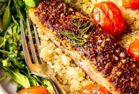 Mustard-Glazed Salmon with Lemon Quinoa and Cherry Tomatoes