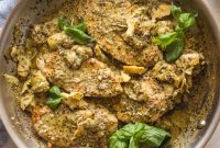 Pesto Chicken with Roasted Artichokes Recipe