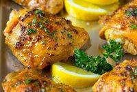 Crispy Oven-Baked Chicken Thighs with Garlic and Herbs