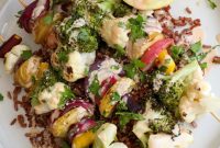 Colorful Grilled Veggie Kabobs with Creamy Sriracha Dipping Sauce
