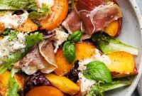 Stone Fruit, Burrata & Prosciutto Salad with Basil Vinaigrette