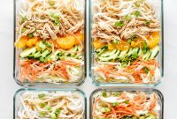 Sesame Chicken Cold Rice Noodle Salad for Meal Prep Lunches
