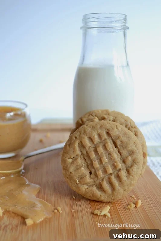 Chewy Peanut Butter Cookies with Rich Peanut-Butter Flavor 3 A chewy, thick, peanut buttery pb cookie with a little twist on the classic. Made with all butter and some ground oats, they have a phenomenal chew factor and are sure to please all peanut butter lovers!