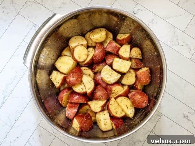seasoning the potatoes