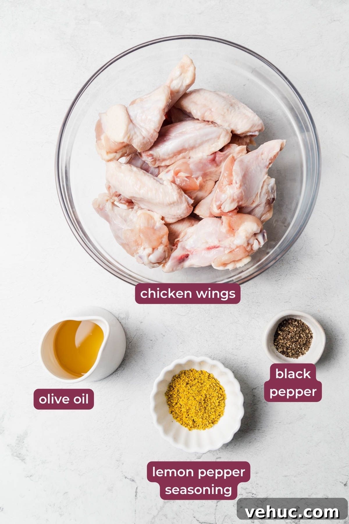Crispy Lemon Pepper Air Fryer Chicken Wings 3 ingredients for air fryer lemon pepper chicken wings.
