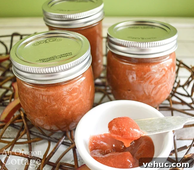 Rhubarb butter in jars