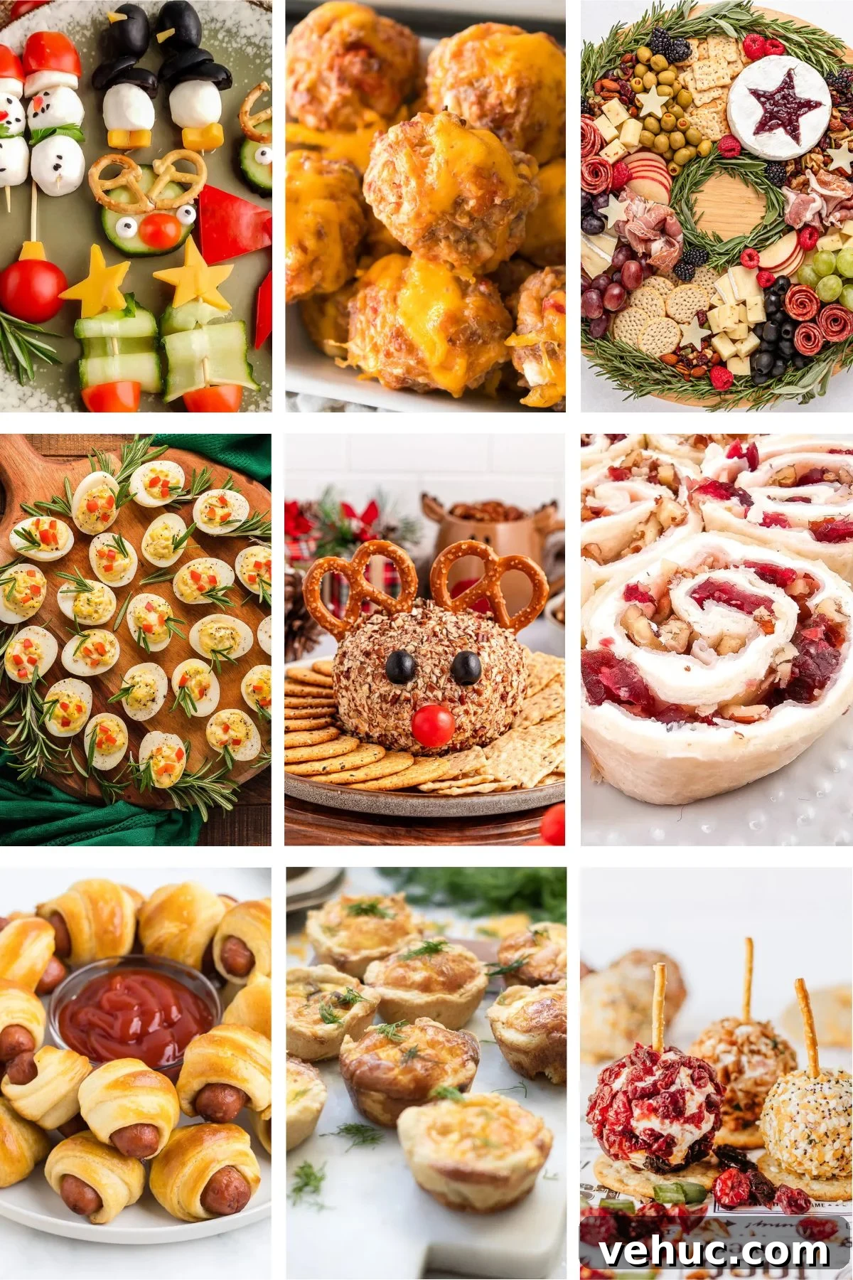 Christmas Brunch Finger Foods to Impress Guests 2 Photo collage with Christmas brunch finger food ideas.