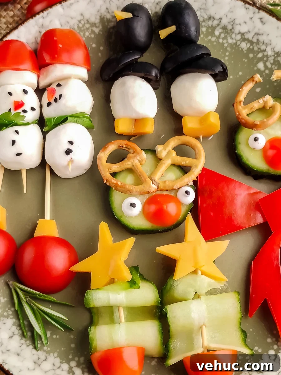 Christmas Brunch Finger Foods to Impress Guests 10 Cute Christmas appetizers served on a plate.