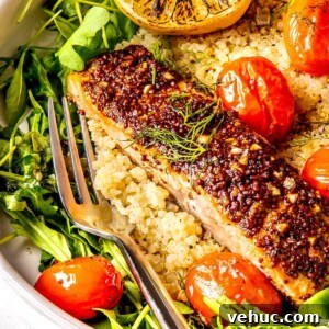 Mustard-Glazed Salmon with Lemon Quinoa and Cherry Tomatoes 14 Mustard Salmon and Lemony Quinoa - Olivia Adriance