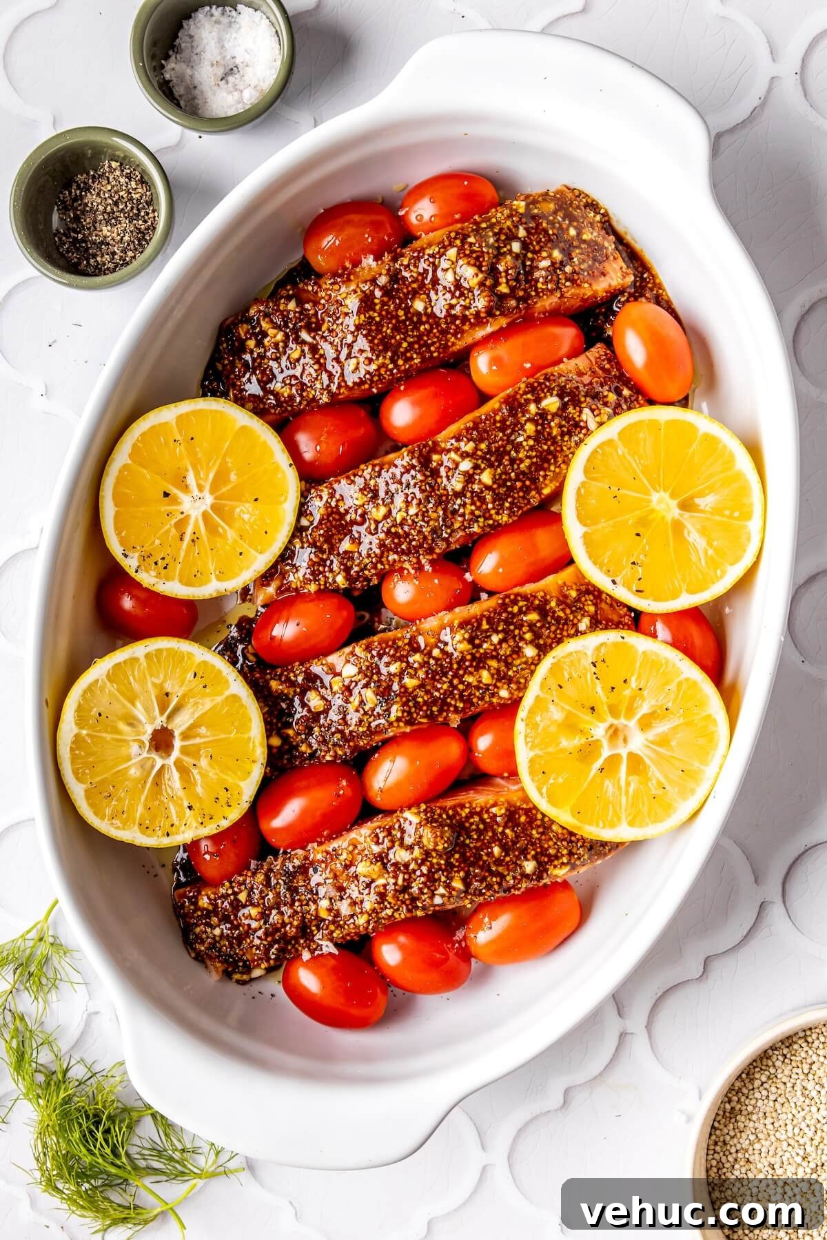Mustard-Glazed Salmon with Lemon Quinoa and Cherry Tomatoes 10 How to Make Mustard Salmon and Lemony Quinoa Step 4 - Olivia Adriance