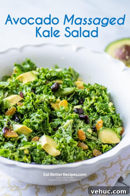 Avocado Massaged Kale Salad Healthy | EatBetterRecipes.com Avocado Massaged Kale Salad in a bowl