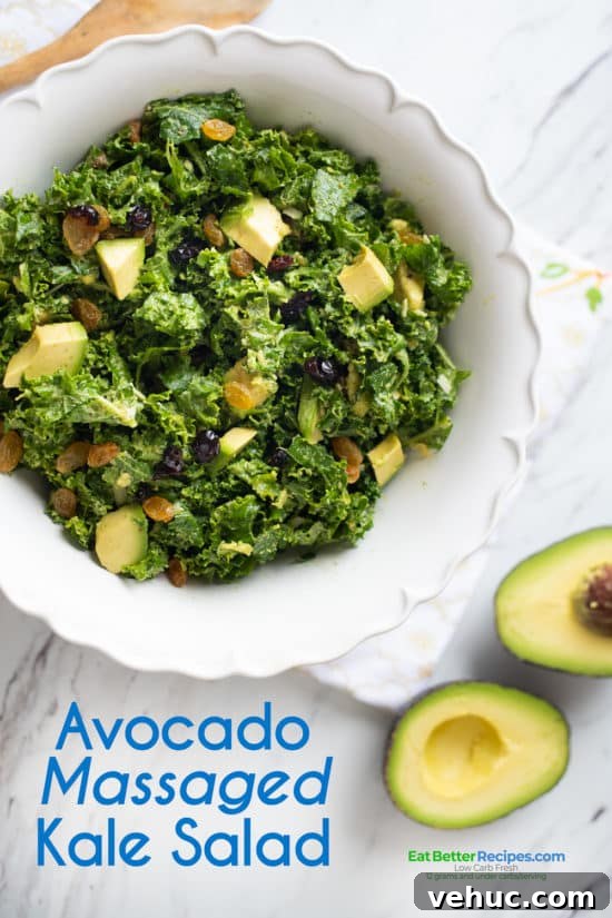 Avocado Massaged Kale Salad Healthy | EatBetterRecipes.com Avocado Massaged Kale Salad in a bowl