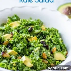 Creamy Avocado Massaged Kale Salad with Lemon Vinaigrette 2 Avocado Massaged Kale Salad Healthy | EatBetterRecipes.com