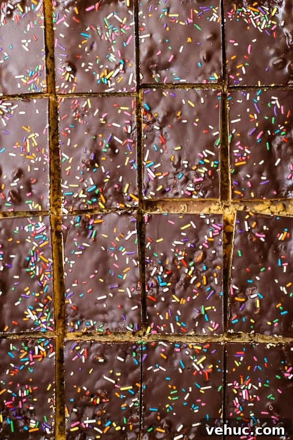 Overhead shot of several Chocolate Peanut Butter Crispy Bars