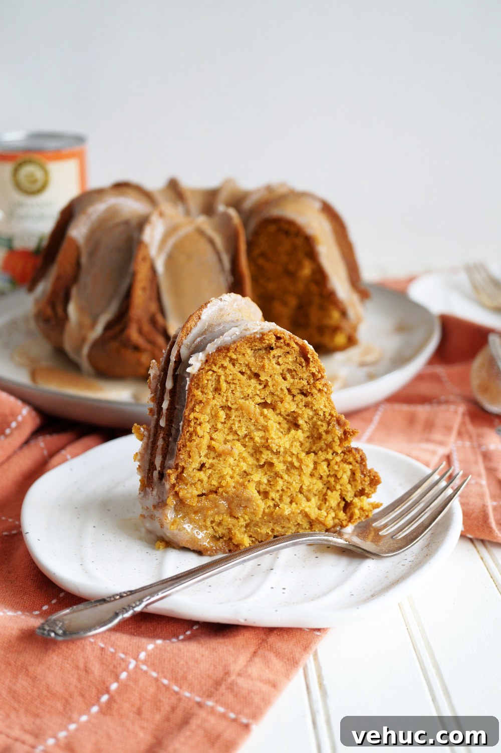 Vegan Pumpkin Spice Bundt Cake Recipe for Fall Gatherings 6 slice of cake on plate