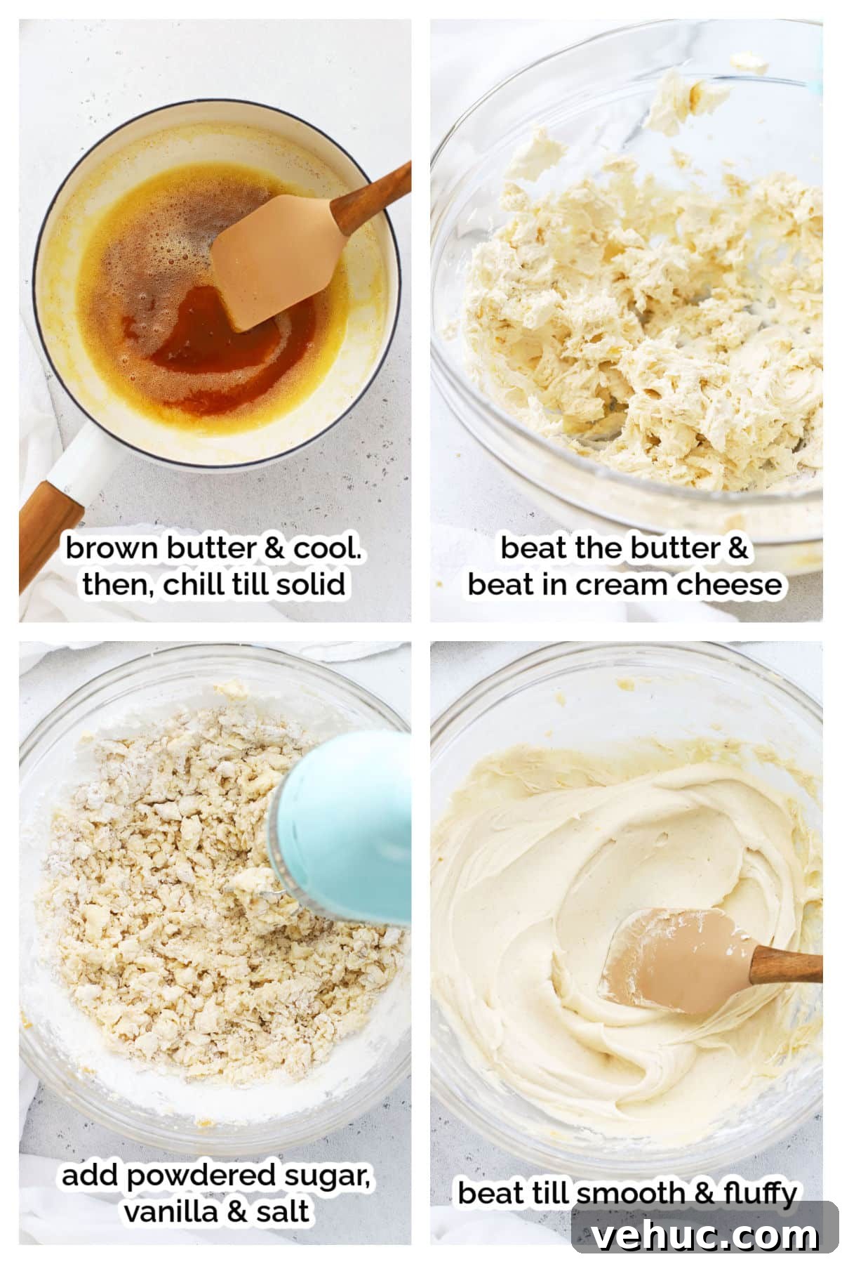 Gluten-Free Zucchini Cake with Brown Butter Cream Cheese Frosting 5 making brown butter cream cheese frosting, step by step