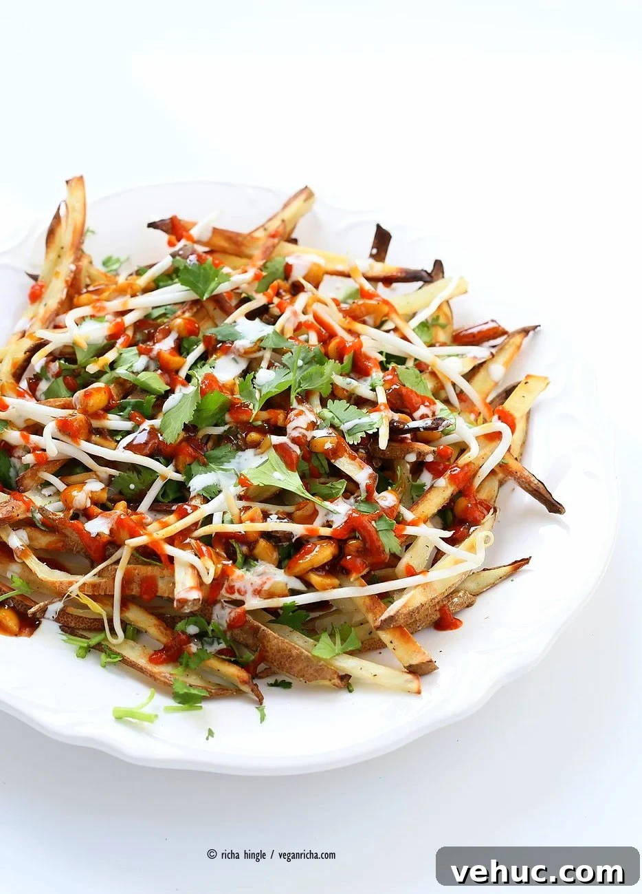 Crispy Baked Vietnamese-Style Sweet Potato Fries 6 Finished Baked Vietnamese fries with sriracha and vegan mayo