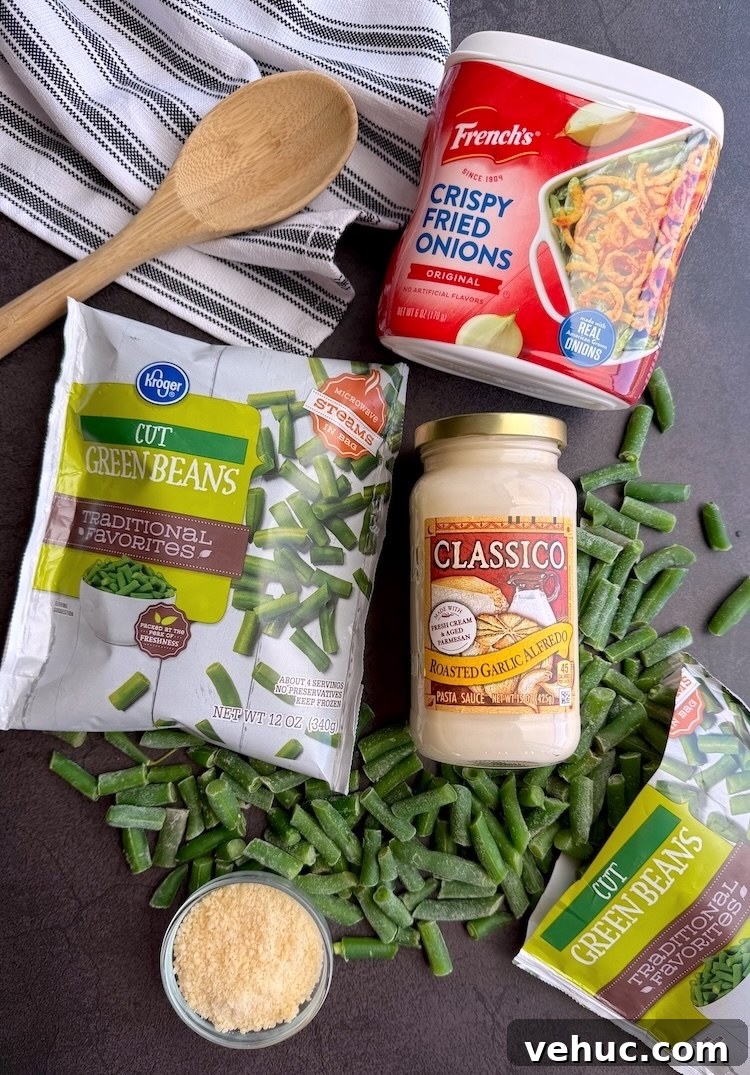 Creamy Green Bean Alfredo Casserole Recipe 2 Simple ingredient for making the best green bean casserole with Alfredo sauce instead of soup.
