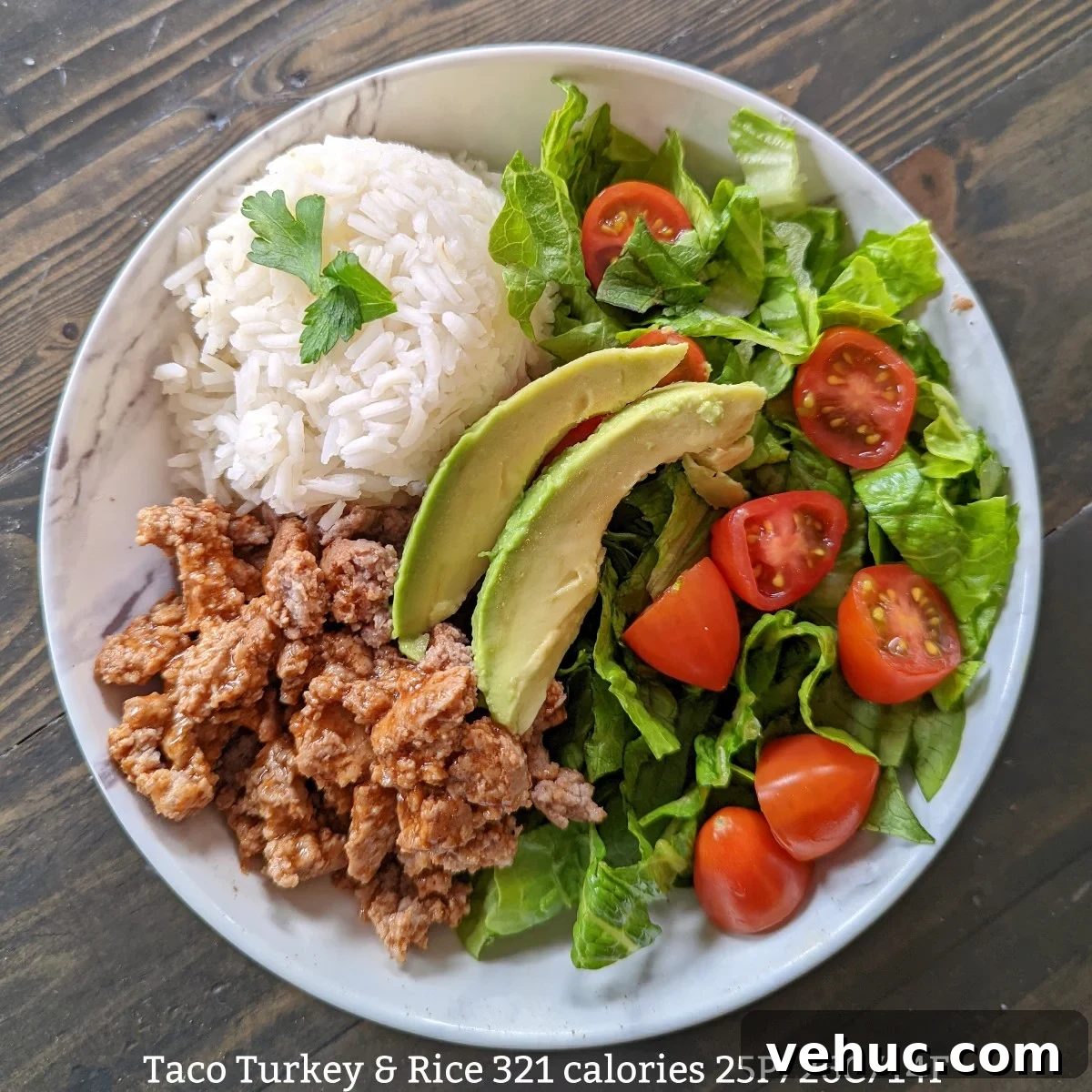 Taco ground turkey and rice square with calories and macros