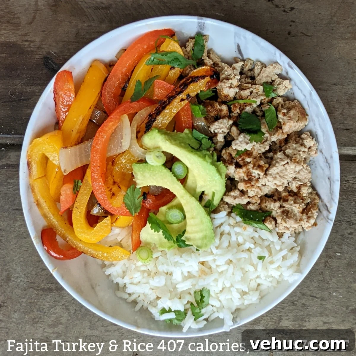 Fajita turkey and rice with calories and macros