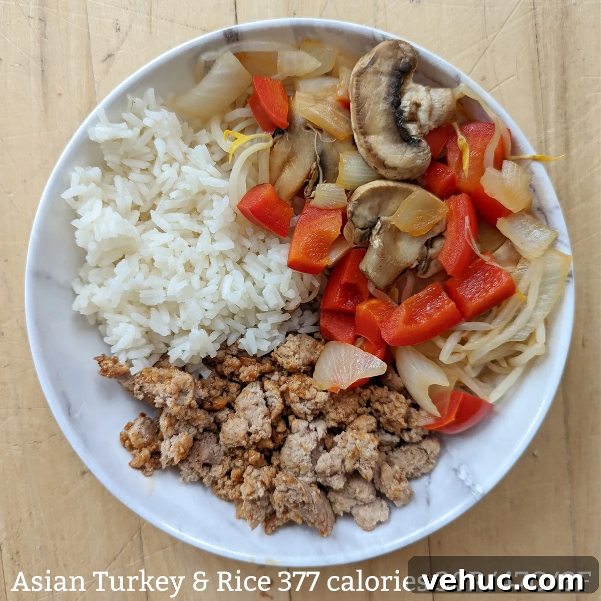 Asian turkey and rice square with calories and macros (Custom)