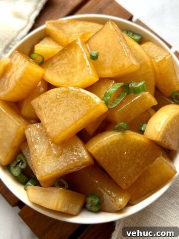 braised daikon in bowl