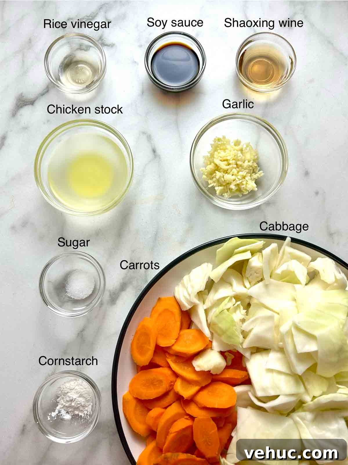 ingredients prepped in bowls.