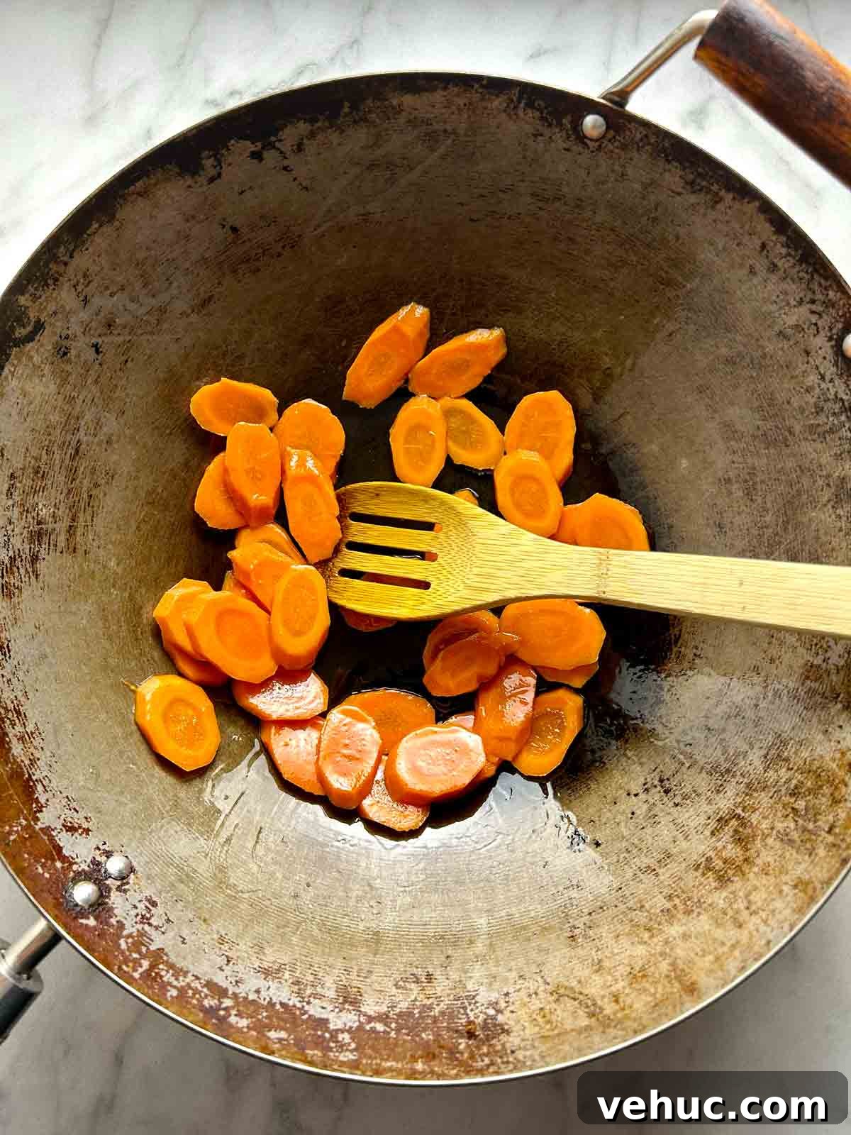 carrots after being cooked for 2 minutes.