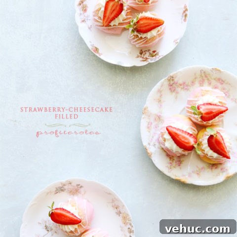 Strawberry-Cheesecake Filled Profiterole