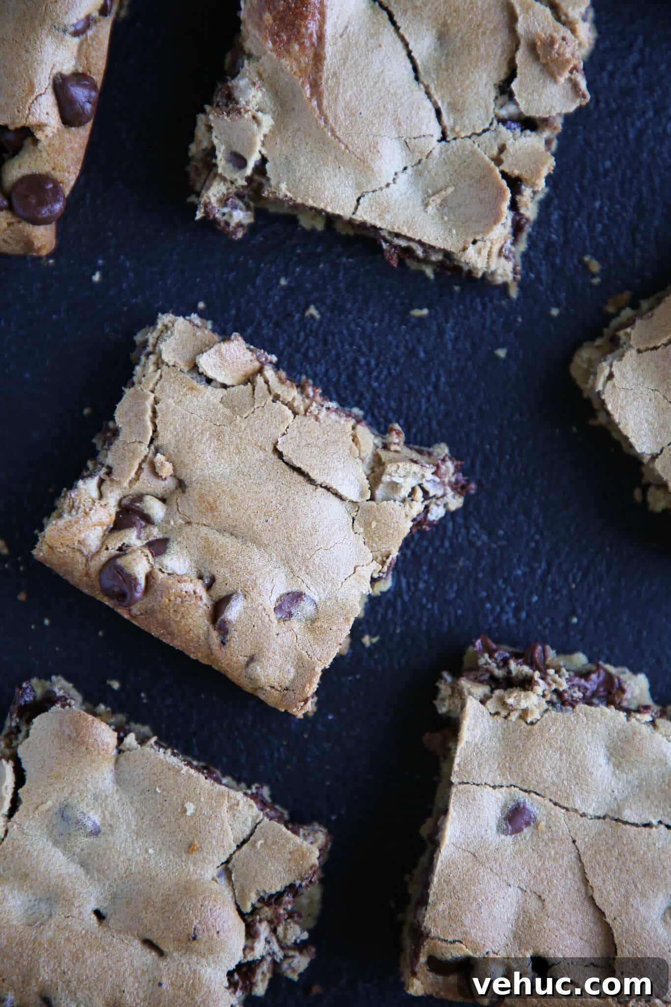 Chocolate Halfway Bars: Layered Chocolate Peanut Butter Snack Bars 4 Chocolate Halfway Bars sliced on black surface