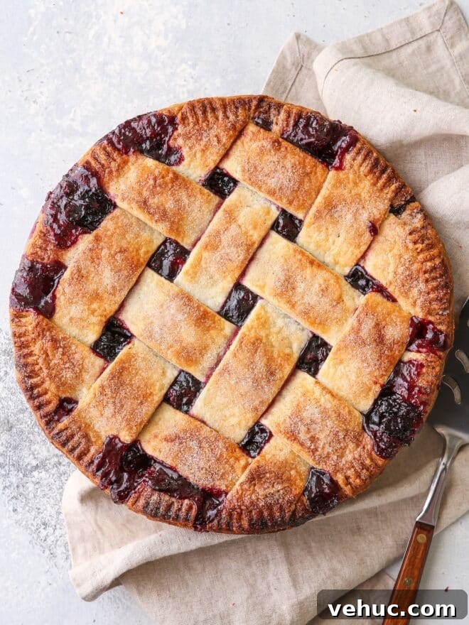 Cranberry Blueberry Pie Recipe with Flaky Homemade Crust 2 baked cranberry blueberry pie with linen
