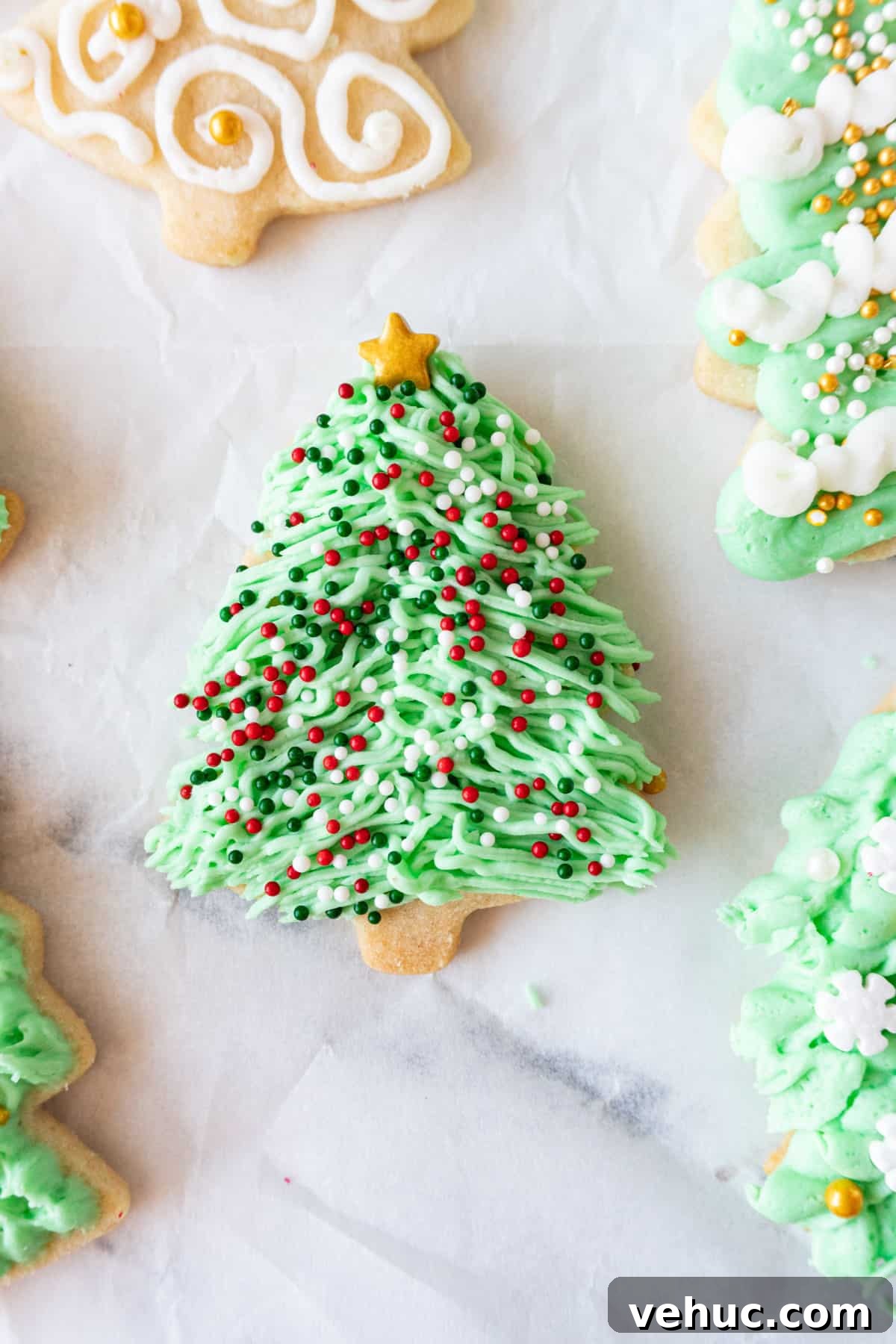 Christmas Tree Cookie Recipes: Festive Holiday Treat Ideas 13 close up of with red and green sprinkles