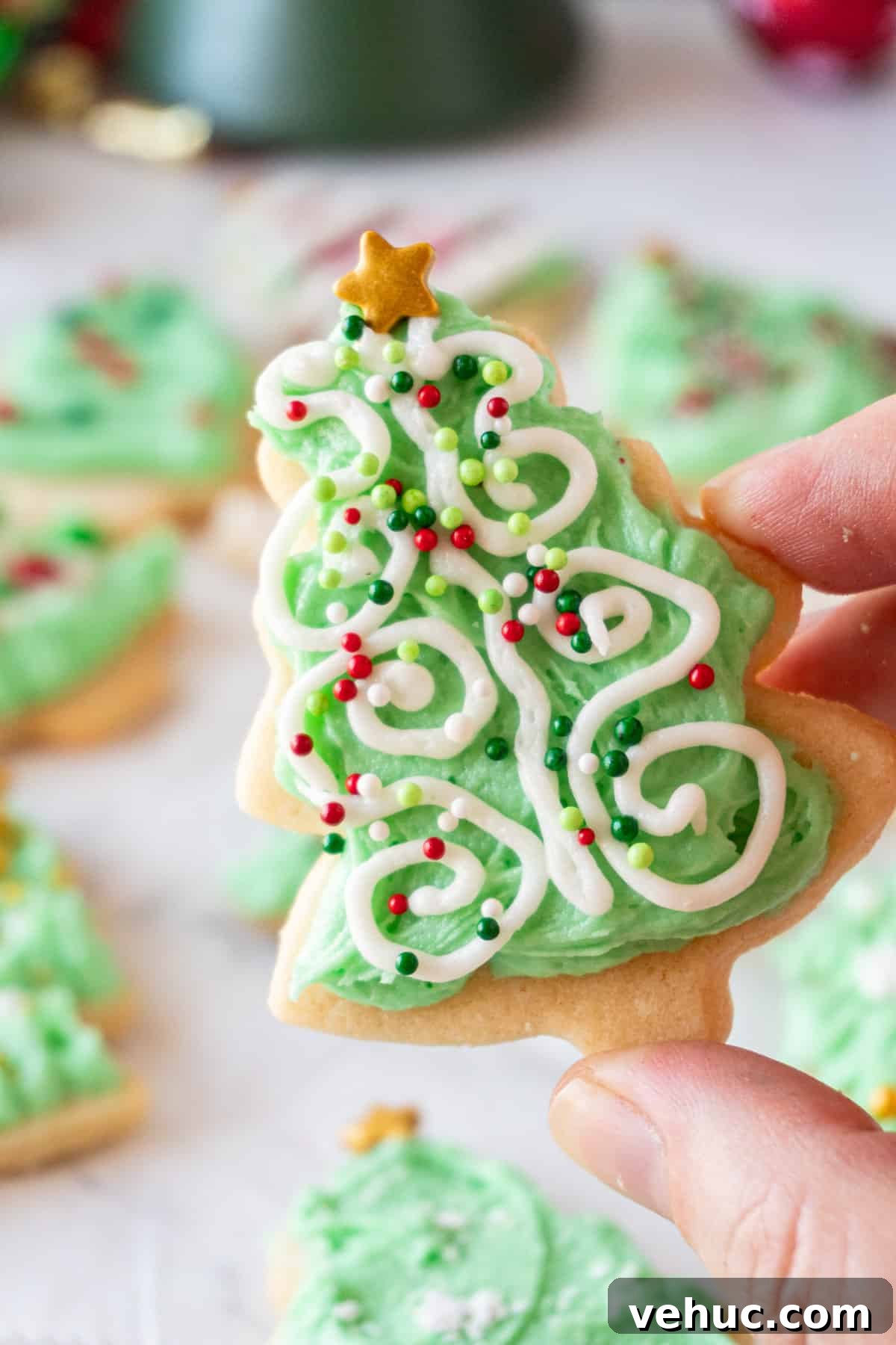Christmas Tree Cookie Recipes: Festive Holiday Treat Ideas 14 Christmas Tree Cookie with white swirls