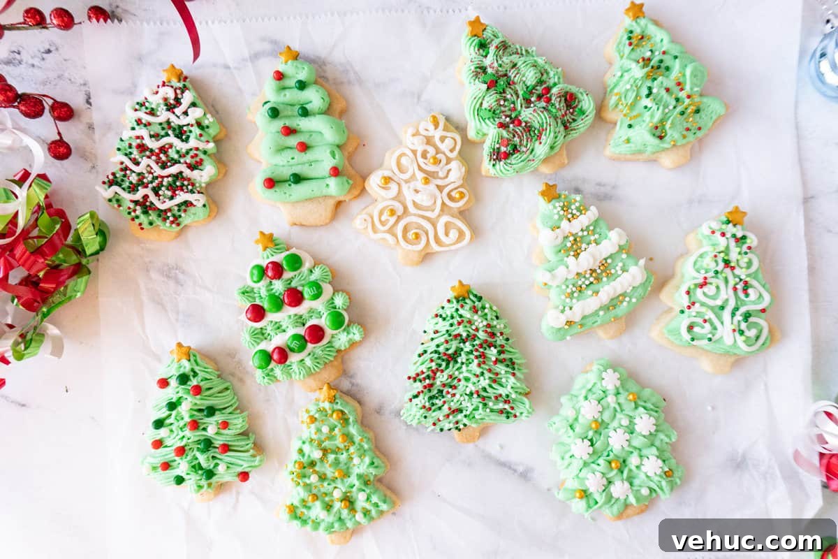 Christmas Tree Cookie Recipes: Festive Holiday Treat Ideas 15 variety of Christmas tree cookies laid out