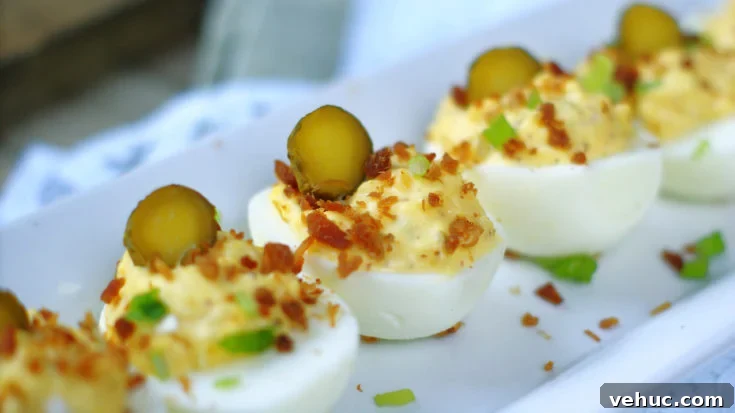 Deviled Eggs with Pickles & Bacon