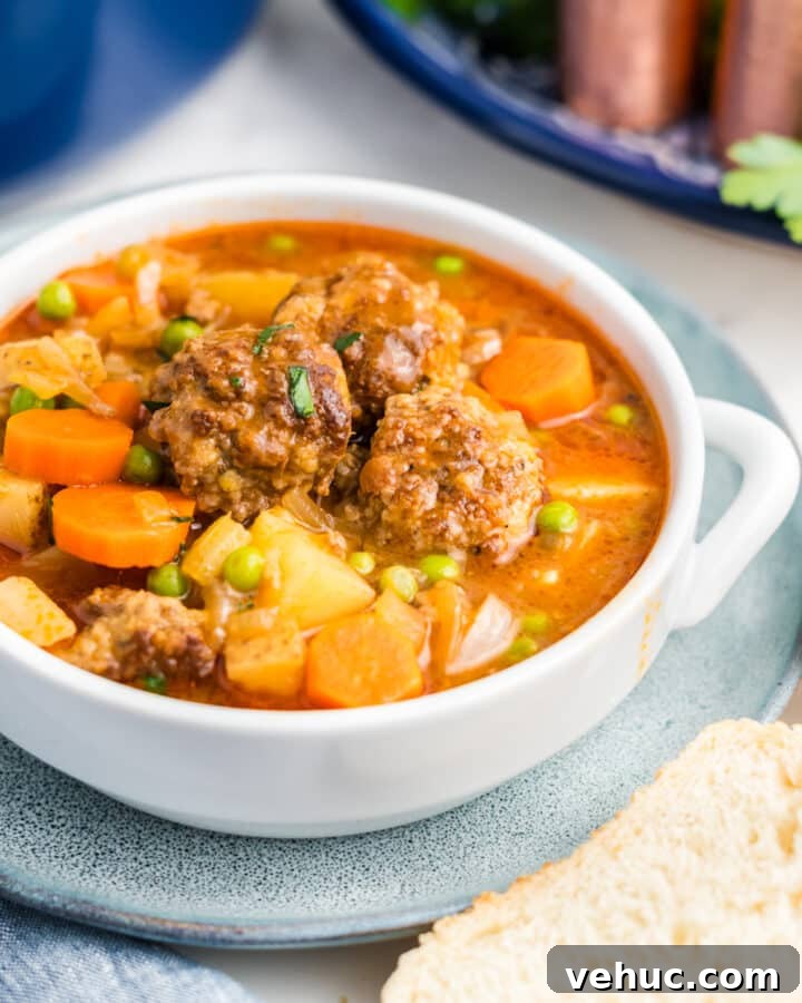 A bowl of meatball stew.
