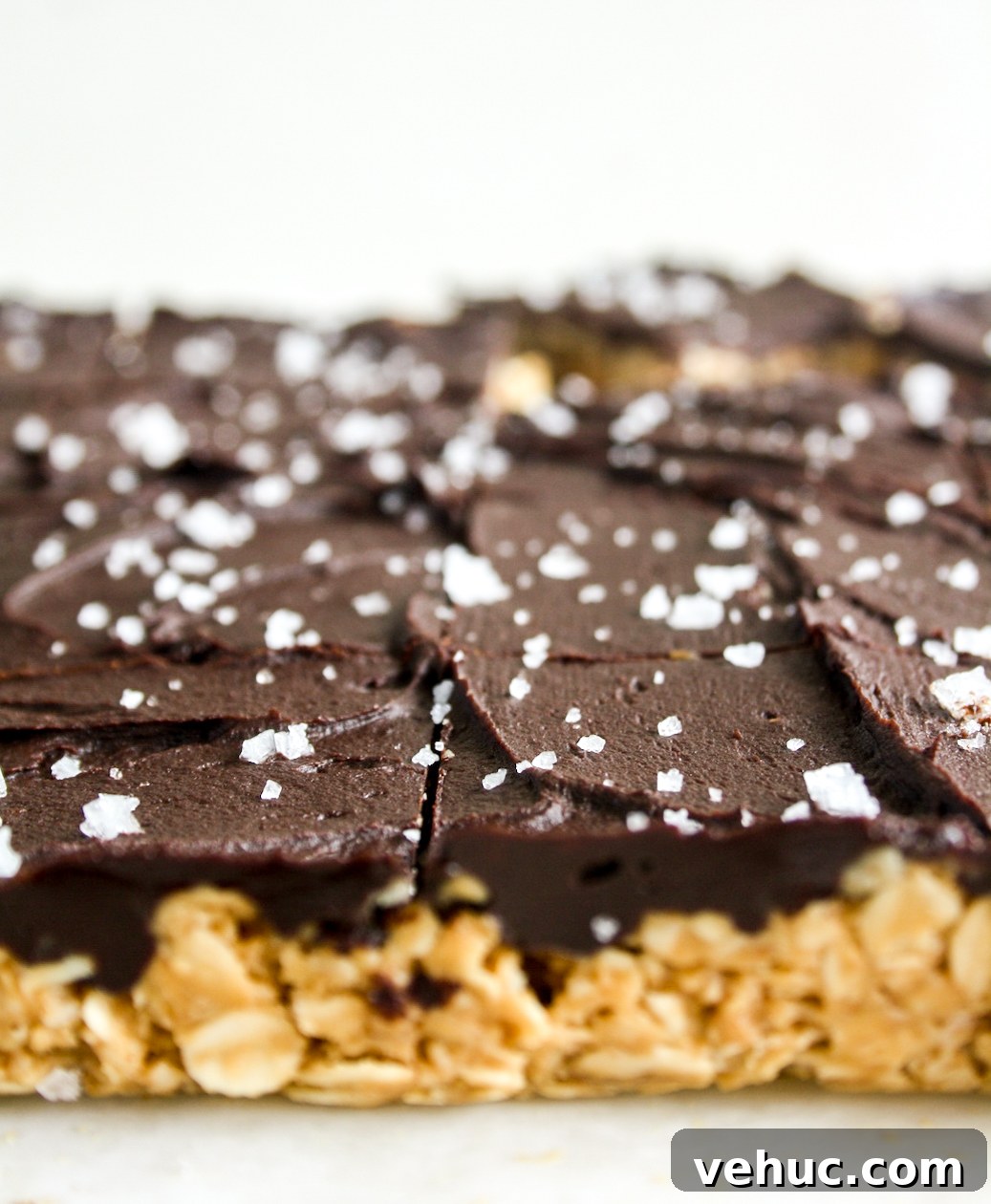 No-Bake Peanut Butter Oat & Chocolate Bars — Protein-Packed Snack 4 Chewy, healthy peanut butter oat bars with salted chocolate!