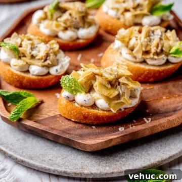 Marinated artichoke hearts crostini