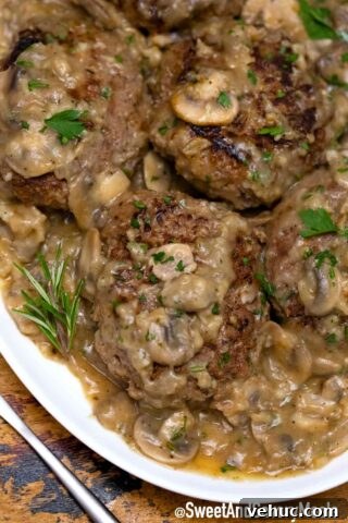 hamburger steak with mushroom gravy