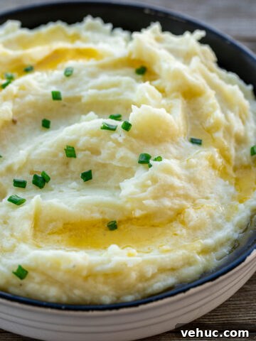 A bowl of buttermilk mashed potatoes