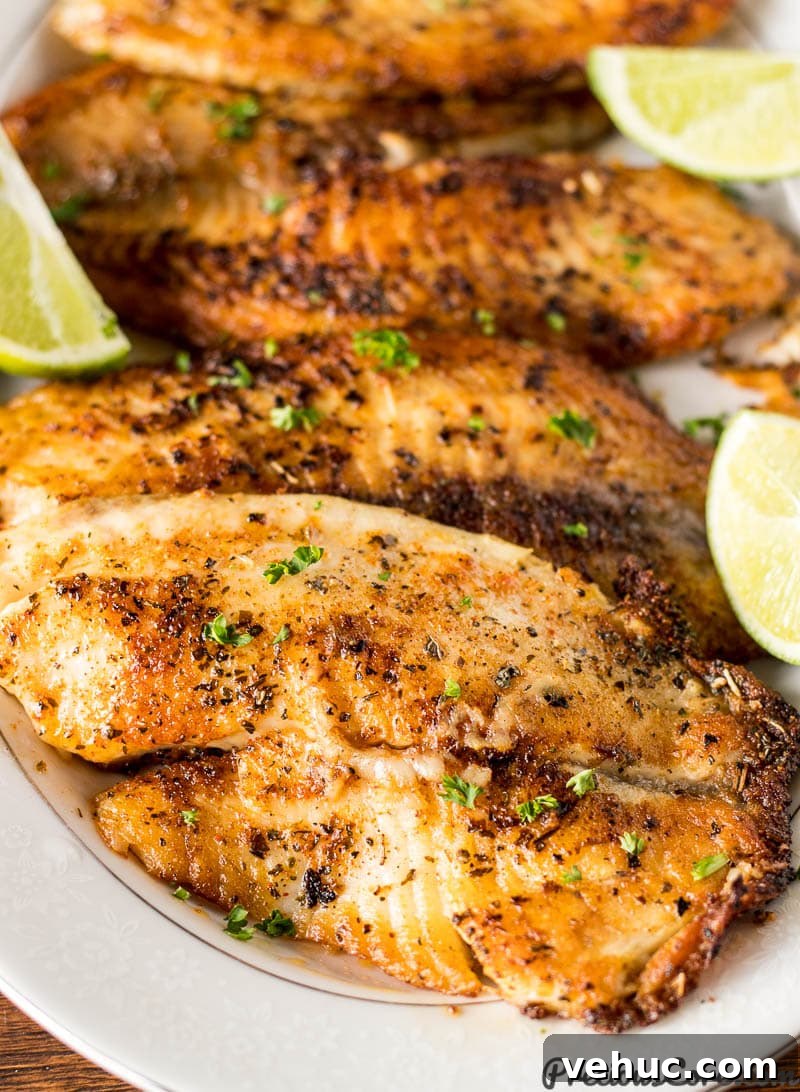 Close up shot of Pan Seared Tilapia