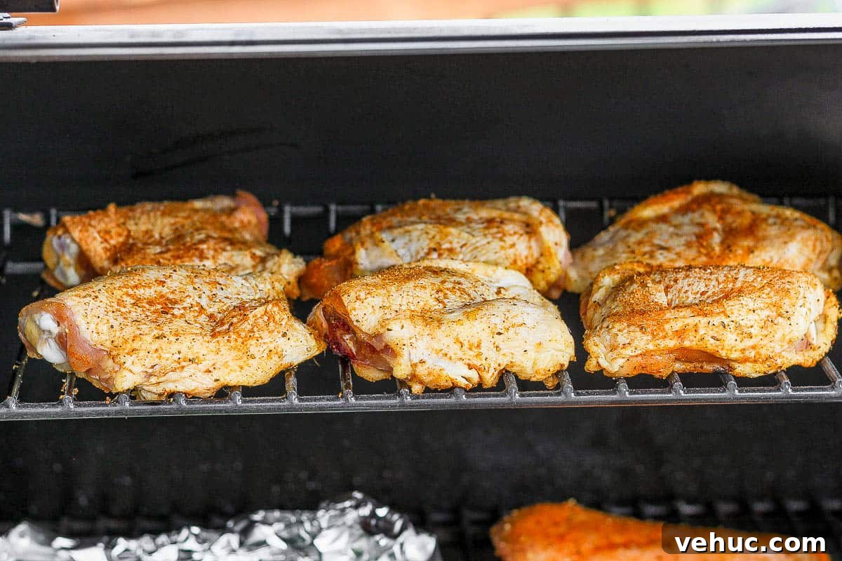 Chicken thighs on the smoker. 