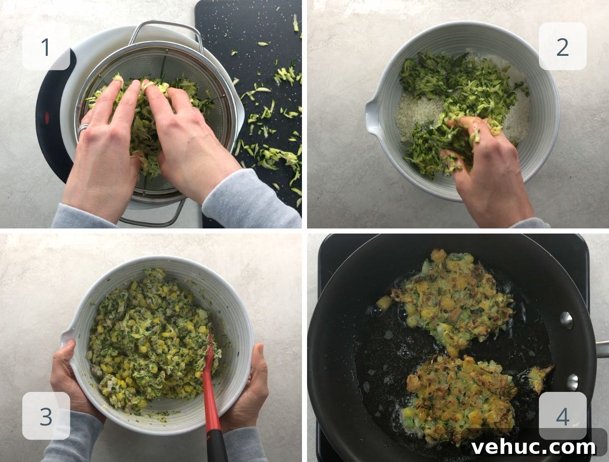 Crispy Zucchini and Sweet Corn Fritters Recipe 4 step by step