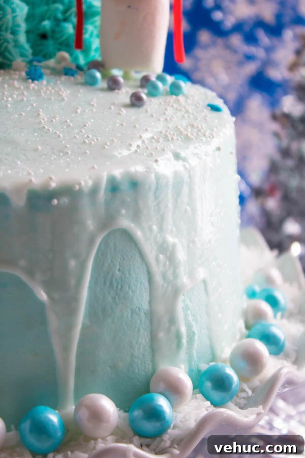 Winter Wonderland Cake: Snow-Drift Layer Cake Recipe 10 Snow glaze drip