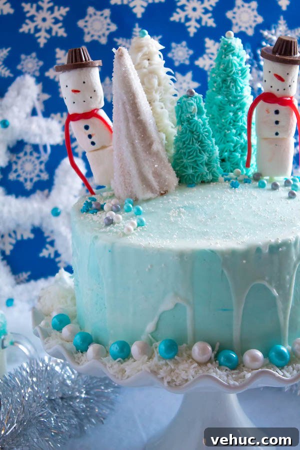 Winter Wonderland Cake: Snow-Drift Layer Cake Recipe 9 Blue and white buttercream