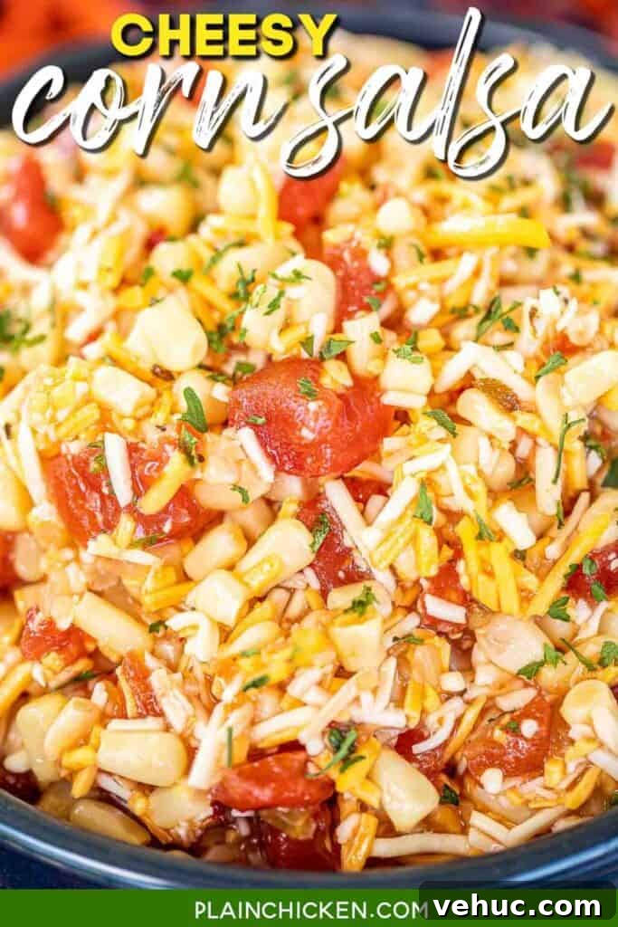 bowl of cheese and corn salsa dip