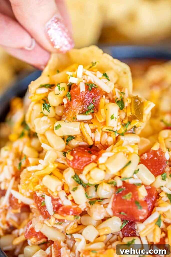 bowl of cheese and corn salsa dip
