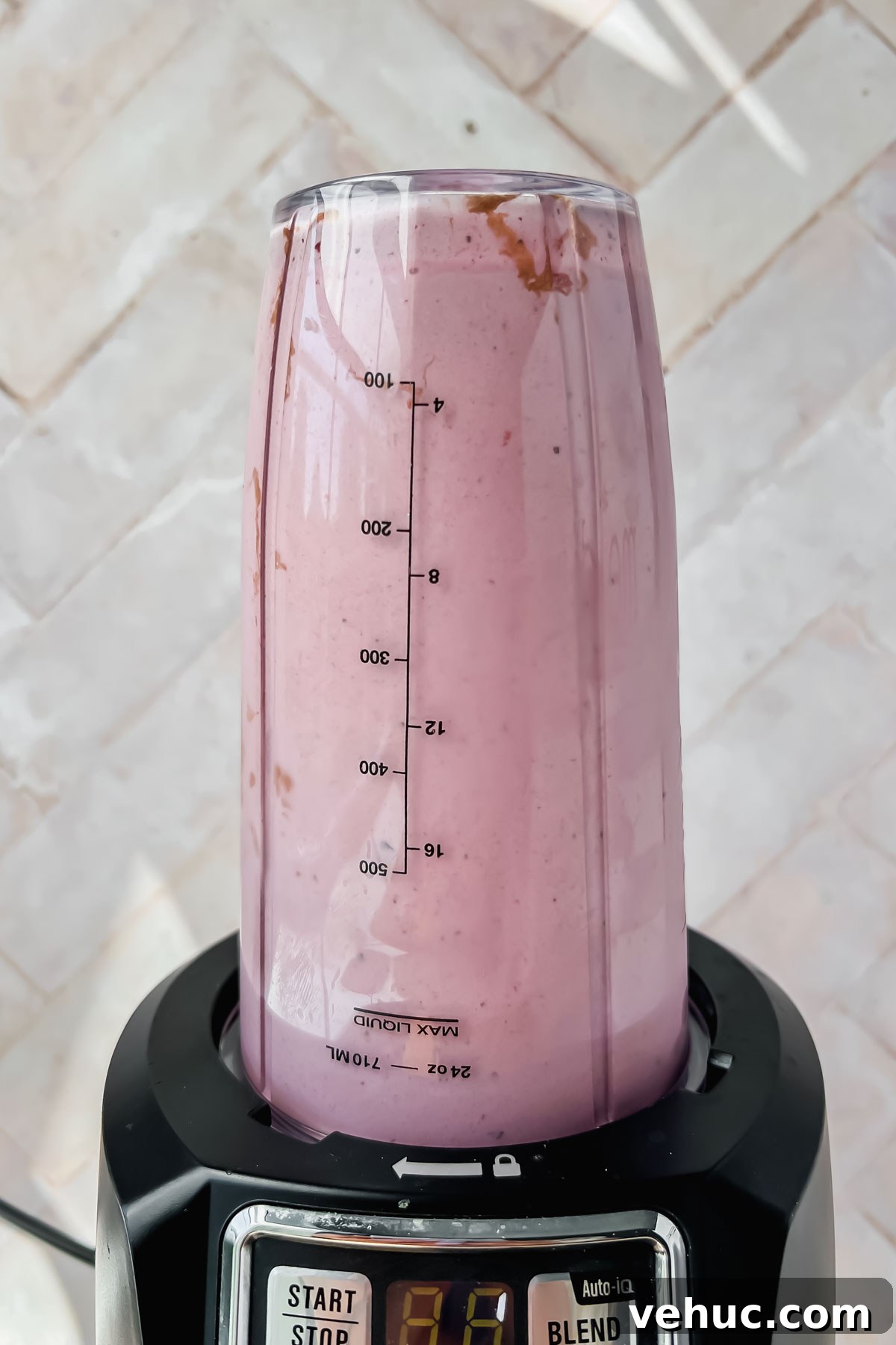 chocolate cherry smoothie blended in blender.