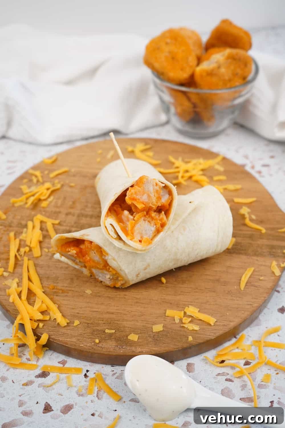 Chicken nugget wraps stacked Chicken nugget wraps stacked