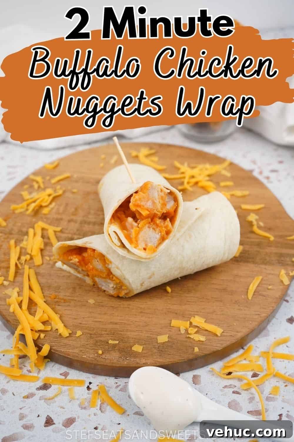 2-Minute Buffalo Chicken Nugget Wrap Recipe for Quick Lunch 4 Bufalo Chicken Nugget wraps Pin